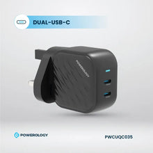 [PWCUQC035] Powerology Gan Dual USB-C Wall Charger - Black