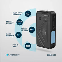 Powerology 27000mAh Solar Wireless Charging Power Bank - Black