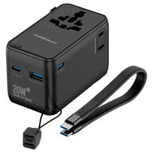 [PWCUQC054BK] Powerology 2500W Universal Travel Adapter with 4000mAh Power Bank - Black