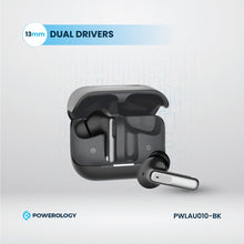 [PWLAU010-BK] Powerology 6 Mic Hybrid ANC + ENC True Wireless Buds (​Black)