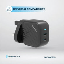 [PWCUQC035] Powerology Gan Dual USB-C Wall Charger - Black