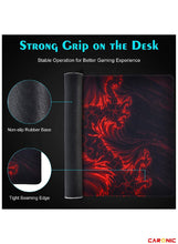 Extended Gaming Mouse Pad with Stitched Edges Durable Non-Slip Natural Rubber Base Waterproof Computer Keyboard Pad Mat For Esports Pros Gamer Desktop Office Home Red-Black