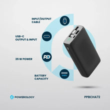 [PPBCHA72] Powerology 20000mAh Retractable Cable Power Bank - Black