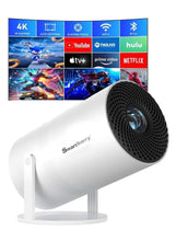 Smartbarry 4K 1080P Mini Projector with WiFi & Bluetooth Portable Premium Android OS Projector, 210° Rotatable Stand, Dust Removal & Heat Dissipation Design