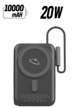 MagCharge 10000 mAh Power Bank 20W Output with Built-in USB-C Cable, Wireless Portable Charger, Fast Charging, Mini Display & Fast-Charger for iPhone 16/15 Series, AirPods, and Many More