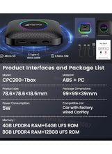 Led CarPlay Android 13 4+64GB/8+128GB smart systems ai Box QCM 6225 4g 64g wireless Android Auto CarPlay Youtube Netflix tv box for 98% car GMC Mazda Camry Hyundai Audi