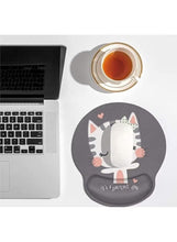 Ergonomic Mouse Pad with Wrist Support, Non-Slip Rubber Base Mousepad, for Home Office Gaming Working Computers Laptop, Easy Typing, Pain Relief, Memory Foam Rebound (Cute Cat)