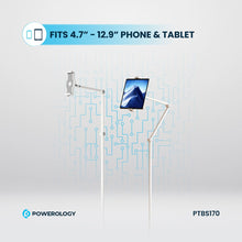 [PTBS170WH] Powerology Multi-Joint Floor Stand Metal Base Phone & Tablet - White