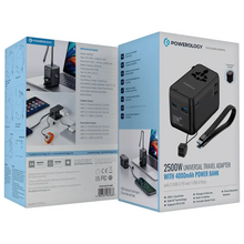 [PWCUQC054BK] Powerology 2500W Universal Travel Adapter with 4000mAh Power Bank - Black
