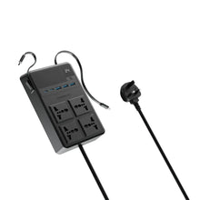 [PWCUQC029] Powerology 2500w 4 AC Power Strip with Built-In Retractable Cables - Black