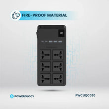 [PWCUQC030] Powerology 2500W 6AC Power Strip with Built-In Retractable Cables - Black