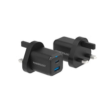 [PWCUQC021] Powerology 35W PD QC 1xUSB-C 35W and 1xUSB-A 18W GaN Charger UK with USB-C Cable - Black