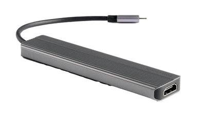 [P61HBCGY] Powerology 6-in-1 Slim 4K HDMI USB-C Hub