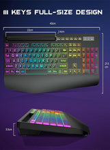 Garlo Wireless Keyboard and Mouse Combo, Membrane Silent Gaming Keyboard with Mechanical Feeling, Full-Size Bluetooth/2.4GHz/wired keyboard, RGB Backlit, Ergonomic Wrist Rest for PC/Computer/Mac/PS5
