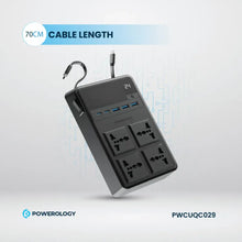 [PWCUQC029] Powerology 2500w 4 AC Power Strip with Built-In Retractable Cables - Black