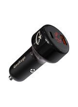 CH04 Super-Fast 65W GaN Car Charger with Voltage Display, Safety Protection, and Dual-Port Functionality