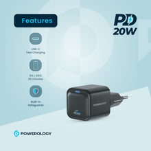 Powerology Ultra-Compact GaN Charger PD 20W EU - Black