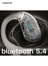 Monster AC330 Bluetooth Earbuds – Open-Back Design, IPX5 Waterproof, 24-Hour Battery Life, Noise-Canceling, Low Latency for Sports and Outdoor Activities