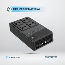 [PWCUQC029] Powerology 2500w 4 AC Power Strip with Built-In Retractable Cables - Black