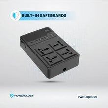 [PWCUQC029] Powerology 2500w 4 AC Power Strip with Built-In Retractable Cables - Black