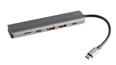 [P61HBCGY] Powerology 6-in-1 Slim 4K HDMI USB-C Hub