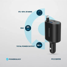 [PCCSR018] Powerology Type-C Retractable Car Charger 70W - Black