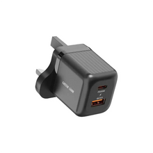 Green Lion Ultra Compact GaN Wall Charger UK Pin A+C 20W (with C to C / C to L Cable) - Black
