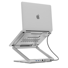 Levelo AeroLink Laptop Stand With Built-In Portable 7 In 1 Hub - Silver