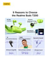 Buds T200 Premium ANC Earbuds. Hi-Res Audio, Dual Connect, IP55, 3D Audio, 30H Battery. Your Sound, Uninterrupted. blue
