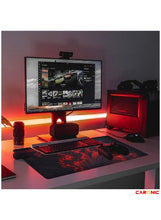 Extended Gaming Mouse Pad with Stitched Edges Durable Non-Slip Natural Rubber Base Waterproof Computer Keyboard Pad Mat For Esports Pros Gamer Desktop Office Home Red-Black