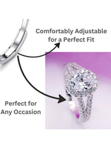 Adjustable Silver Ring for Women Elegant Solitaire Cubic Zirconia with Floral Design and Gift Box