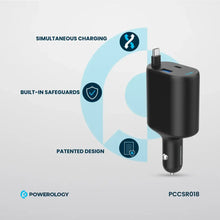 [PCCSR018] Powerology Type-C Retractable Car Charger 70W - Black