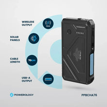Powerology 20000mAh Solar Wireless Charging Power Bank - Black