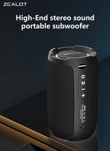 ZEALOT S49 20W Bluetooth Speaker, Loud Stereo Dual Pairing Portable Subwoofer, For Outdoor/ Home/ Party/ Gift, Support AUX/ USB/ TF Card/ Wireless Connect, Waterproof IPX5 3600mAh Battery For Long Playtime