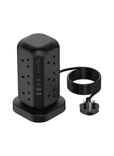 PowerStrip Tower 3250W GaN Extension with Safety Protection and Wireless Fast-Charge Functionality