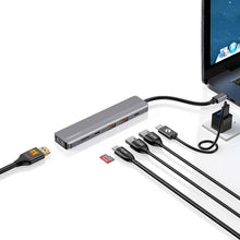 [P61HBCGY] Powerology 6-in-1 Slim 4K HDMI USB-C Hub