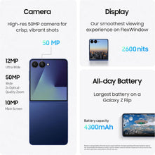 Samsung Galaxy Z Flip7 5G (2025) UAE Version – 12GB RAM, 256GB Storage, 50MP Camera, AMOLED Display, 4300mAh Battery, Blue Shadow