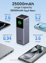 Ugreen 25000 mAh Power Bank Total 200W Output Laptop Portable Charger (90Wh) 2C1A iPhone Battery Pack With Smart Screen Display Compatible With Macbook Lenovo Dell Huawei iPad iPhone Samsung Xiaomi Grey