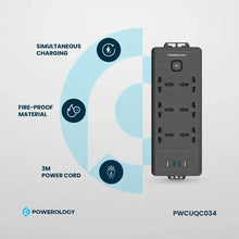 [PWCUQC034] Powerology 6AC 2500W Power Strip - Black