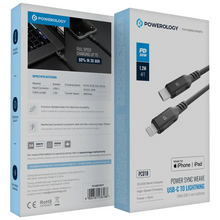 [PCAB018GY] Powerology Power Sync Weave USB-C to Lightning PD 30W (Gray)