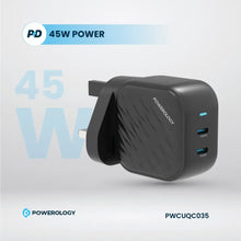 [PWCUQC035] Powerology Gan Dual USB-C Wall Charger - Black