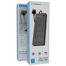 [PWCUQC047BK] Powerology 8AC 2990W Power Strip PD 20W - Black
