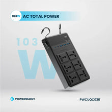 [PWCUQC030] Powerology 2500W 6AC Power Strip with Built-In Retractable Cables - Black