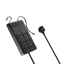 [PWCUQC030] Powerology 2500W 6AC Power Strip with Built-In Retractable Cables - Black
