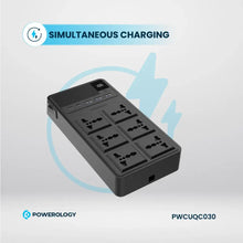 [PWCUQC030] Powerology 2500W 6AC Power Strip with Built-In Retractable Cables - Black