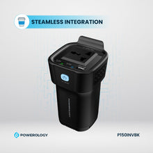 Powerology 150W Inverter AC Universal USB A 2type-C DC Car 12V10A - Black