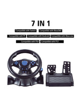 Racing Steering Wheel And Pedals, 7 In 1 180 Degrees Rotation PC Racing Wheel,Programable Dual Vibration USB Powered Racing Simulator Wheel, Enhances Your Racing Experience Compatible with Xbox one/360/PS4/PS2/PS3/PC