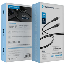 Powerology Power Sync Weave PD 30W USB-C to Lightning 3m Cable - Gray