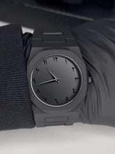 Aura Black Men's Watch – Minimalist Arabic Dial, Luminous Hands, Quartz Movement, Business Casual Style
