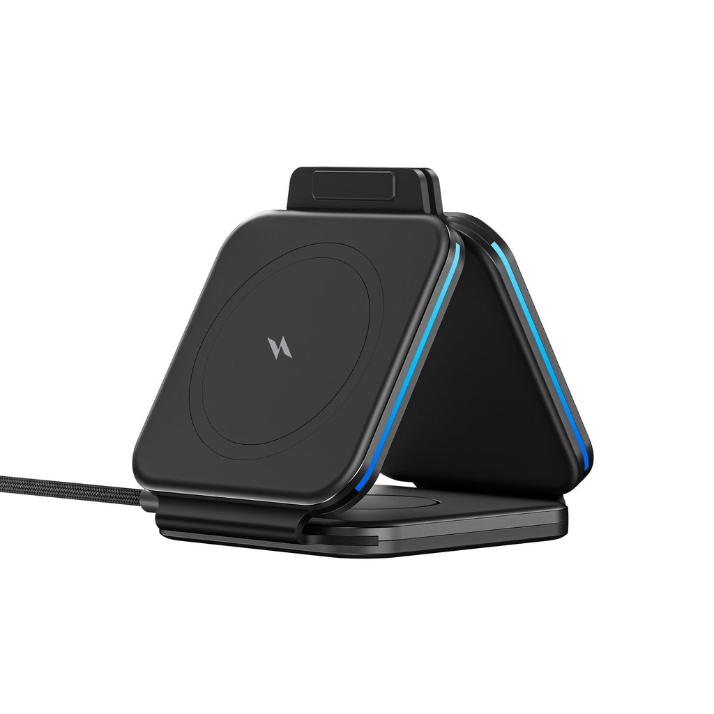 3-in-1 15W Portable Wireless Charger with USB-C Cable
